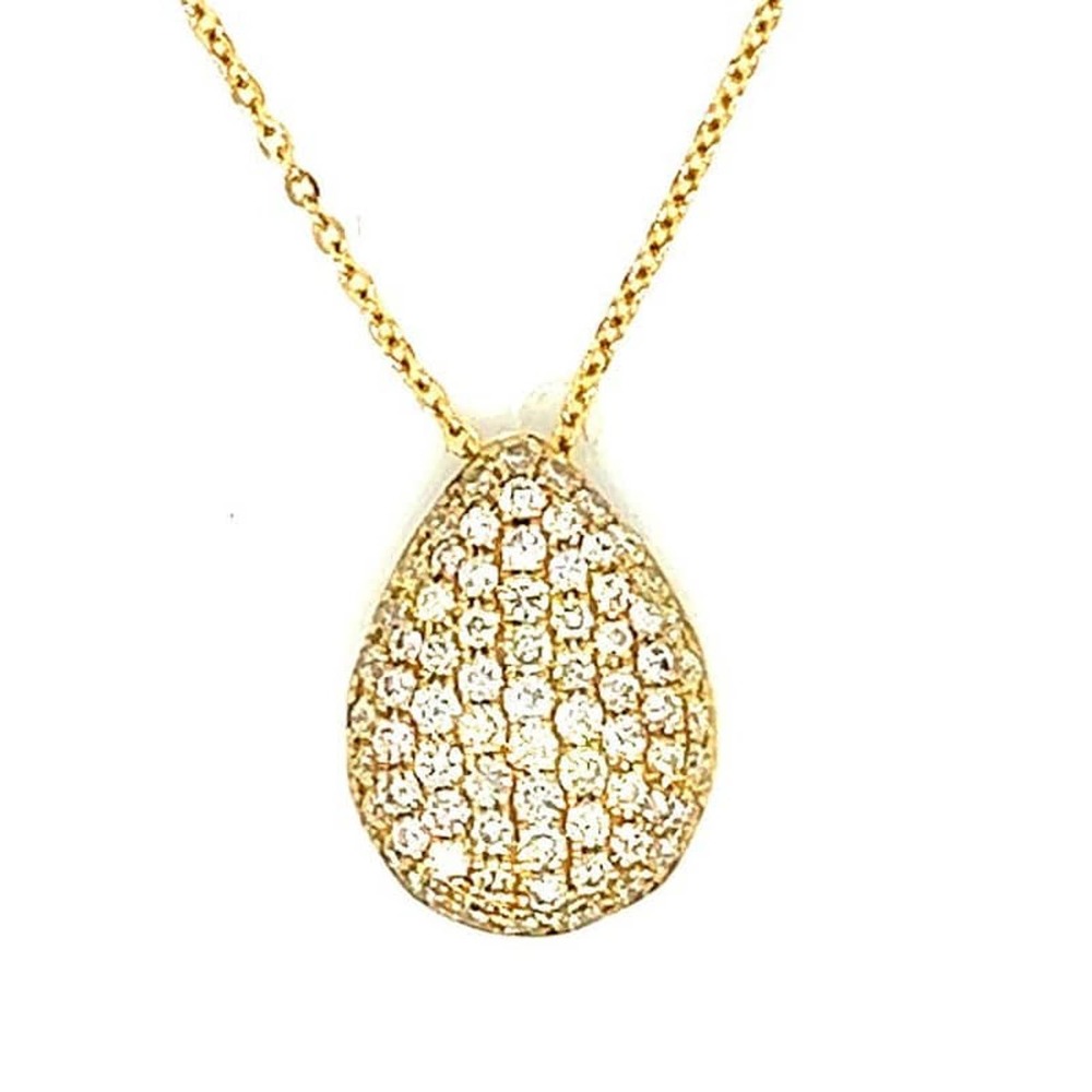 14k Yellow Gold Tear-Shaped Pendant with 74 Round Diamonds